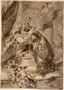 Pittoni Giambattista (ambito di)-Madonna col bambino in trono, San Luigi Gonzaga e angioletti (recto) - Schizzo per la parte inferiore della stessa composizione (verso)